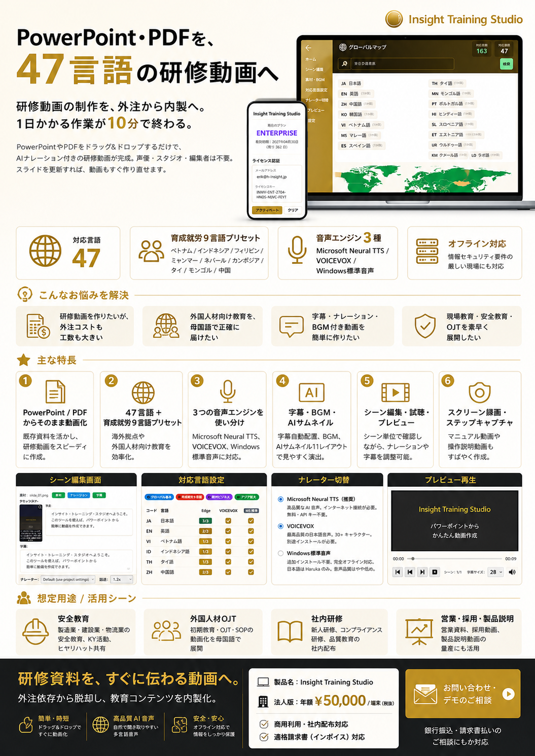 Insight Training Studio — 1枚で分かる製品資料